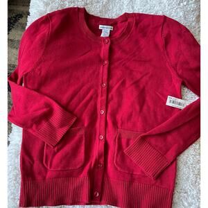 Amazon Essentials Girls Sz. 12 Classic Red Cardigan Sweater. New W/ Tags.